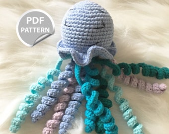 Crochet octopus pattern Amigurumi Jellyfish Aamigurumi Sea toy pattern stuff octopus Preemie doll  play gym rattle PDF instant Download