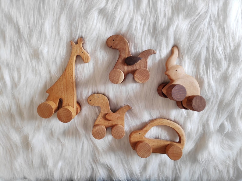 Wooden Toys Gift Set Montessori Animal Toy Wooden Dino Car Etsy