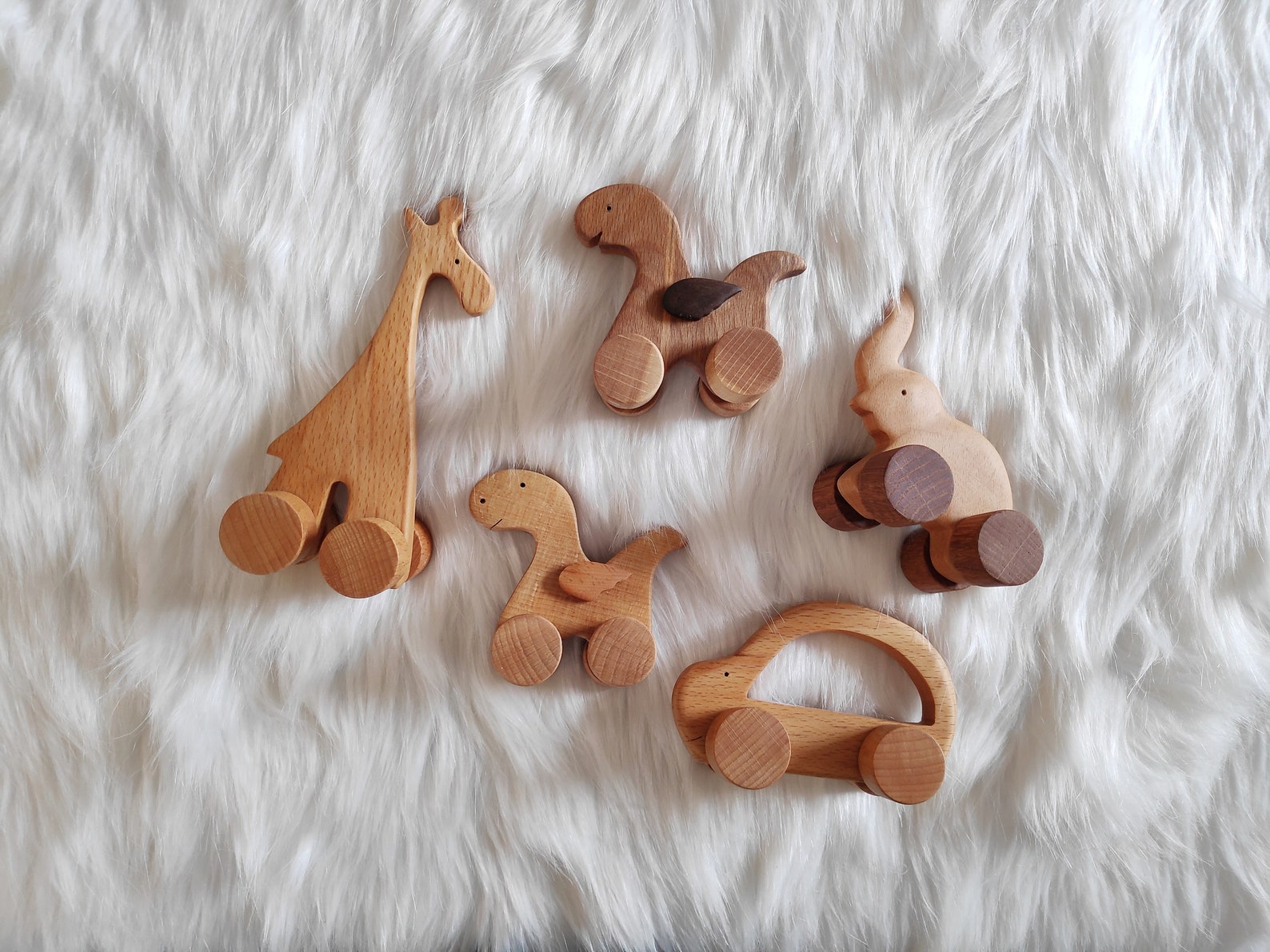 Wooden Toys Gift Set Montessori Animal Toy Wooden Dino Car Etsy
