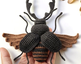 Stag Beetle Crochet Pattern: Amigurumi Insect PDF