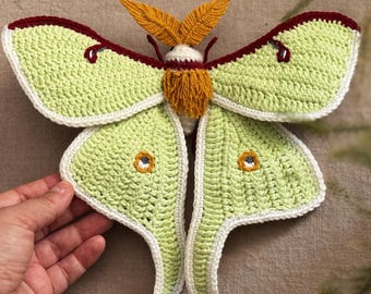 Luna Moth Crochet Pattern PDF, Realistic Butterfly Amigurumi Insect Pattern