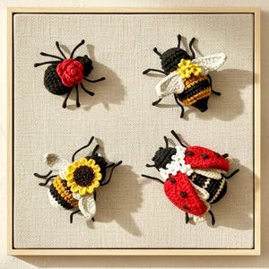 Patrones de amigurumi de insectos a crochet: abeja, abejorro, mariquita y araña (patrón PDF)