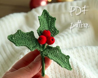 Patrón de acebo de crochet - Tutorial en PDF