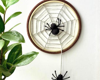 Crochet Spider Web with Spiders - Wall hanging - Crochet pattern