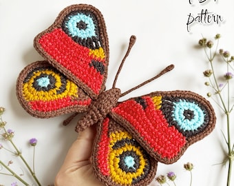 Peacock Butterfly Crochet Pattern – Realistic Insect Amigurumi Tutorial