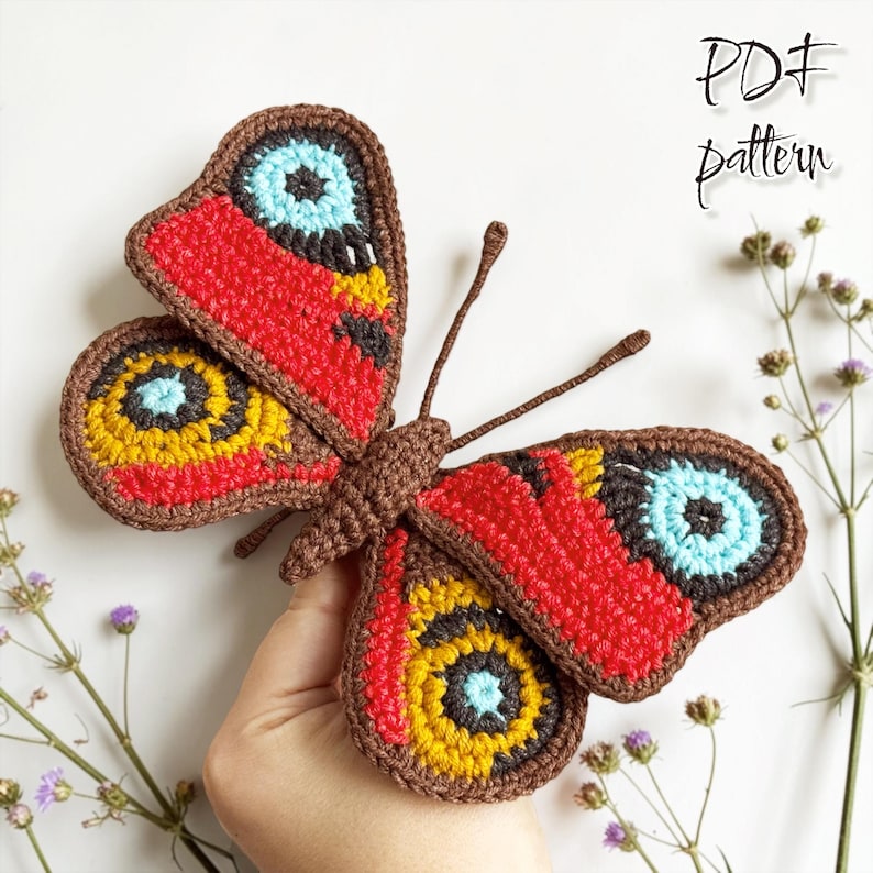Peacock Butterfly Crochet Pattern – Realistic Insect Amigurumi Tutorial image 13
