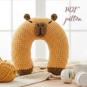 Capybara Häkelanleitung - Plüsch U-Form Nackenkissen (PDF doenload)