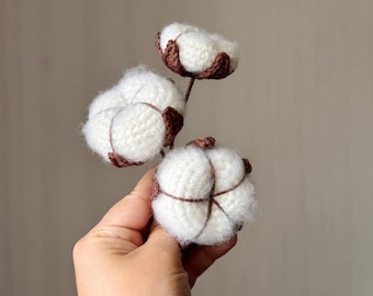 Crochet Cotton Branch Pattern | Cotton Flower Crochet Pattern | Botanical Crochet Decor