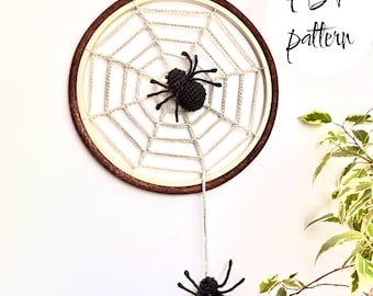 Crochet Spider Web with Spiders - Wall hanging - Crochet pattern
