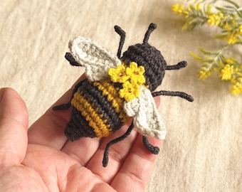Crochet Bee Pattern - Amigurumi insect, Beetle Brooch, Pendant, Bag Charm (PDF Pattern)