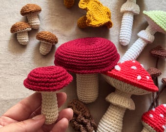 Mushroom Crochet Pattern Bundle, 7-in-1 Forest Fungi Amigurumi PDF: Fly Agaric, Chanterelle, Morel, Russula, Cremini, Toadstools