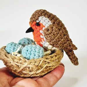 Crochet Bird Pattern - Robin with Nest and Eggs - PDF tutorial image 11
