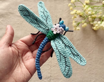 Crochet Dragonfly Pattern - Amigurumi insect, Beetle Brooch, Bag Charm (PDF download)