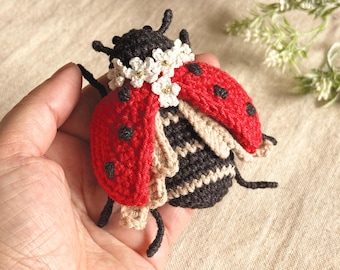Ladybug Crochet Pattern: Amigurumi Beetle Brooch (PDF Download)