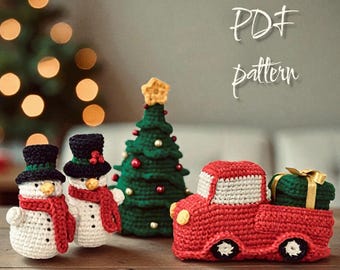 Crochet truck, Snowman, Christmas tree - PDF pattern