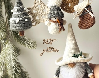 Crochet Christmas Gnome Basket & Ornaments: Holiday Decor PDF Pattern