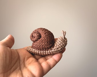Snail Crochet Pattern - Realistic Micro Crochet Amigurumi Miniature Woodland Creature PDF tutorial