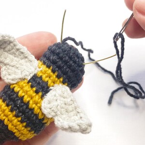 Crochet Bee Pattern - Amigurumi insect, Beetle Brooch, Pendant, Bag Charm (PDF Pattern) image 8