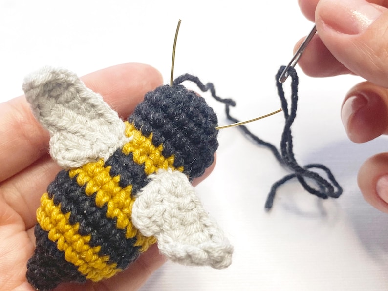 Crochet Bee Pattern - Amigurumi insect, Beetle Brooch, Pendant, Bag Charm (PDF Pattern) image 8