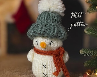 Snowman Knitting Pattern - Knitted Amigurumi pattern - Christmas Toy and Decoration (PDF Download)