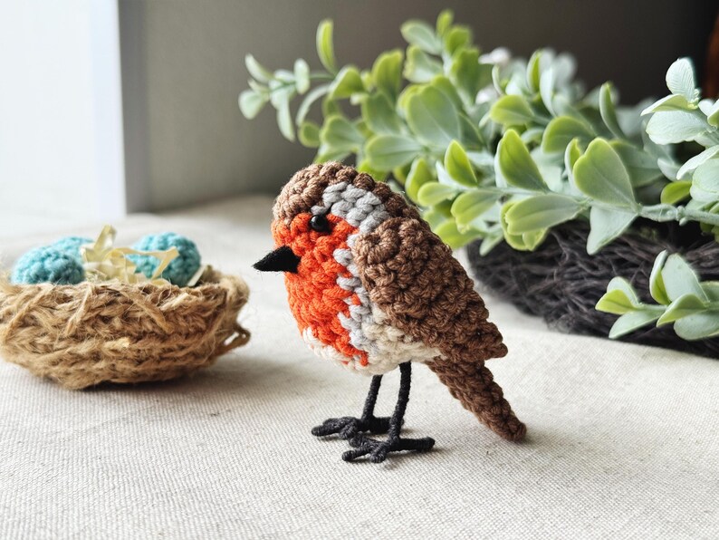 Crochet Bird Pattern - Robin with Nest and Eggs - PDF tutorial image 7