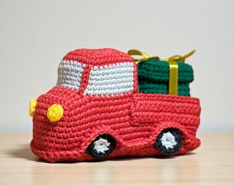 Christmas Truck & Gift Box: Crochet pickup pattern (PDF download)