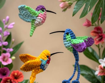 Hummingbirds Crochet Pattern - Realistic Amigurumi Birds Tutorial - 3 in 1 bundle