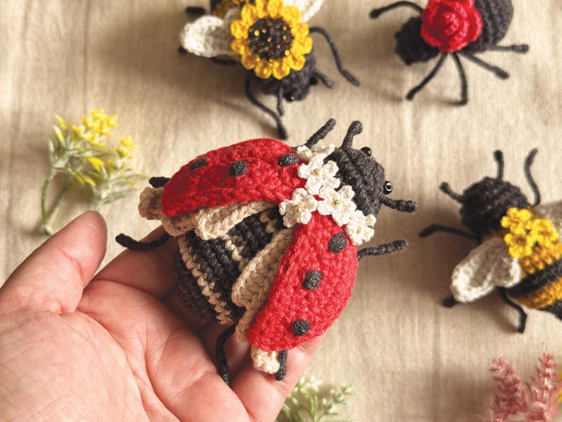 Crochet Insect Amigurumi Patterns: Bee, Bumblebee, Ladybug, Spider (PDF Pattern) image 18