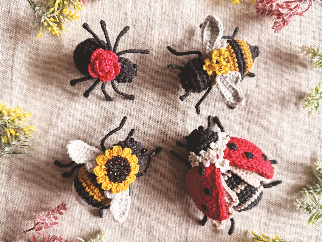 Crochet Insect Pattern Crochet Insect Amigurumi Patterns: Bee, Bumblebee, Ladybug, Spider (PDF ...