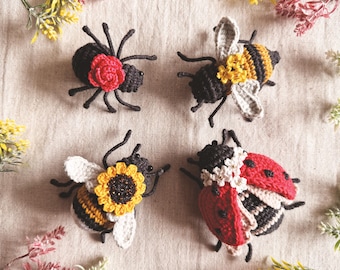 Crochet Insect Amigurumi Patterns: Bee, Bumblebee, Ladybug, Spider (PDF Pattern)