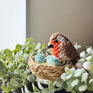Crochet Bird Pattern - Robin with Nest and Eggs - PDF tutorial image 10