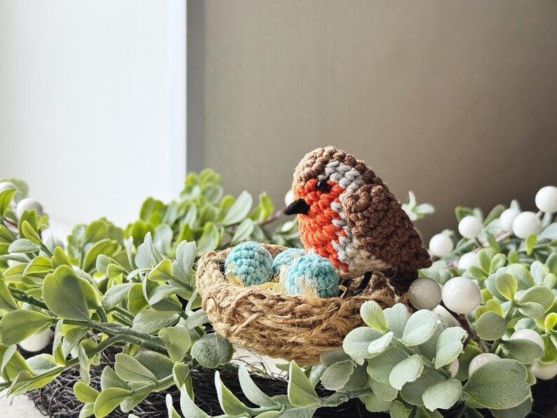 Crochet Bird Pattern - Robin with Nest and Eggs - PDF tutorial image 10