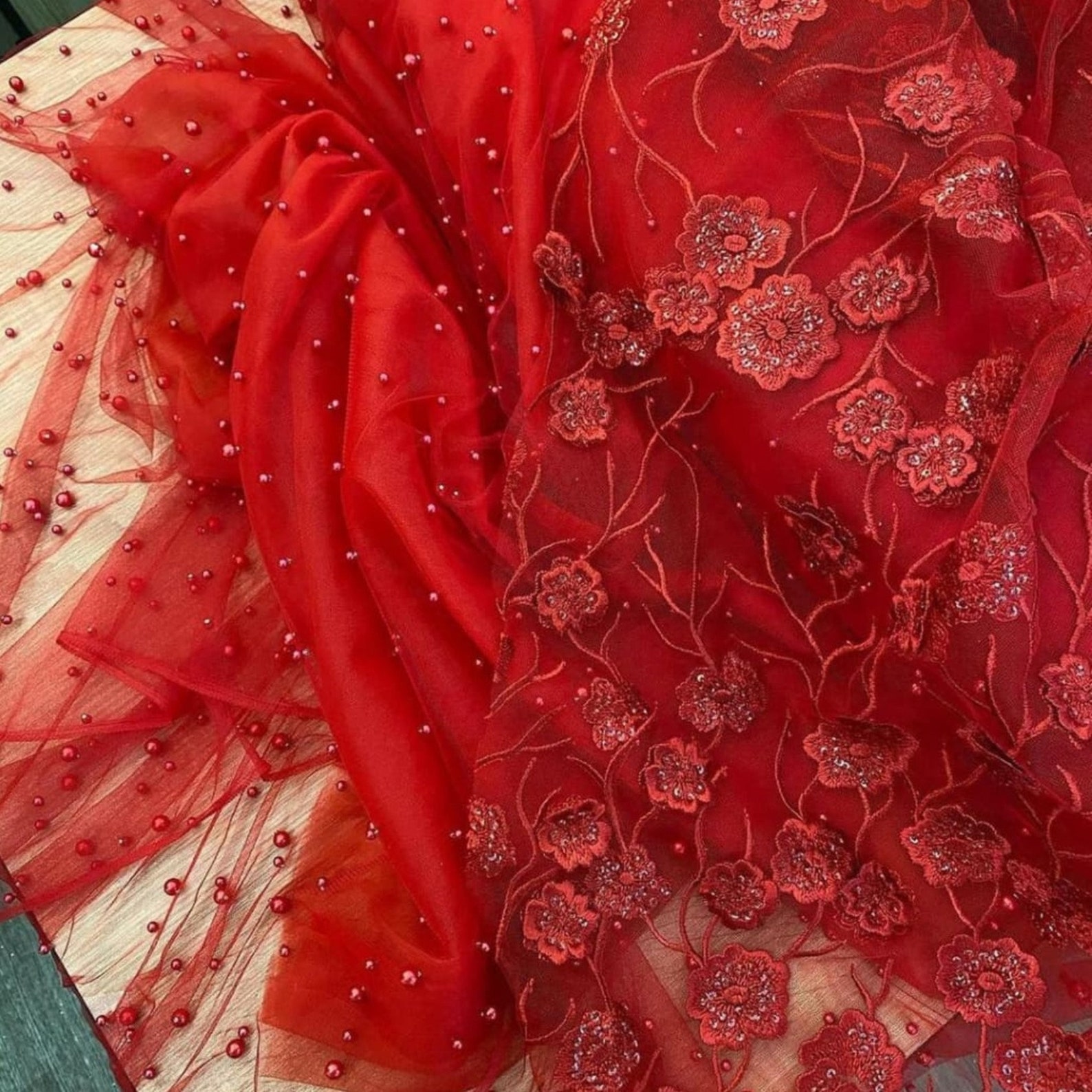 Soft tulle 3d lace fabric Tulle by the yard haute couture Etsy