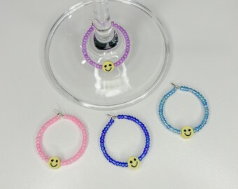 Smiley Face Wine Charms