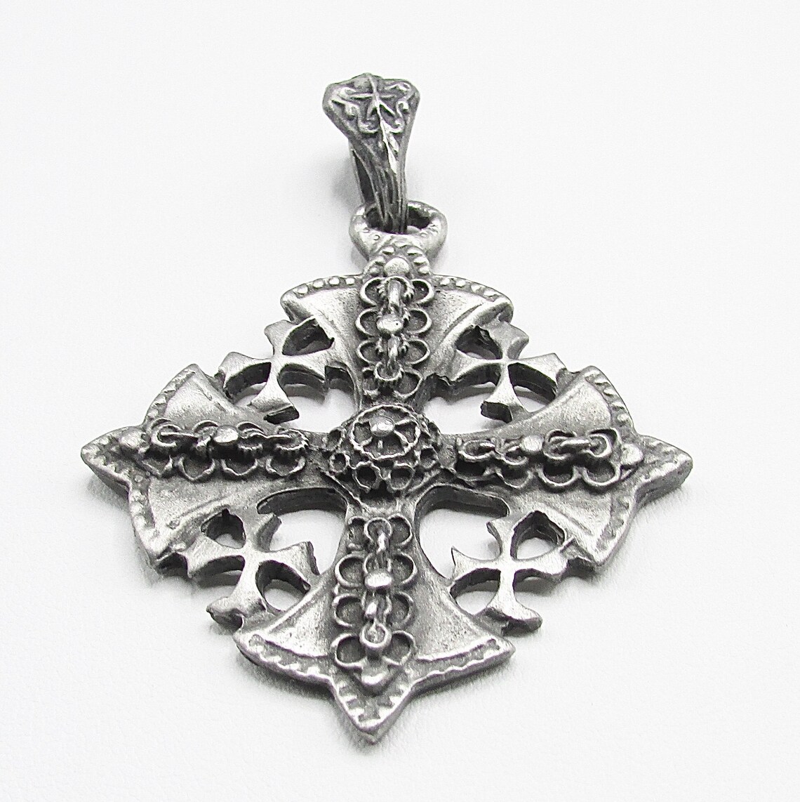 Vintage Jerusalem Cross Pendant Pewter 20.3g Crusaders Etsy