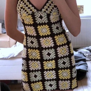 Granny Square Halter Crochet Mini Dress - Etsy