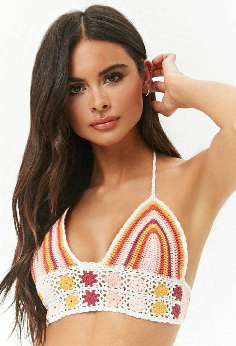 Halter Crochet Bikini Crochet Swimsuit Bachelorette Lace Etsy