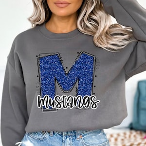 Glitter Letter Mascot Tops/Tees/Sweatshirts - Various Mascots/Teams Available