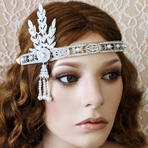 Great Gatsby Headpiese 1920er Jahre Flapper Haarband 1920er Kopfschmuck Braut Krone Schmuck Kopfschmuck Tiara Bild 6