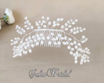 Bridal Comb Artificial Pearl Drops Comb for Wedding Crystal Hair Comb Made in USA