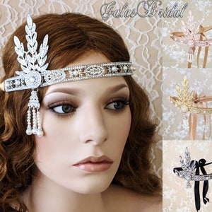 ArtiDeco Headband Gatsby, 1920s Bandeau Plume Bandeau Cristal Gatsby  Flapper Accessoires Charleston Bandeau Année 20 Vintage Partie à Thème