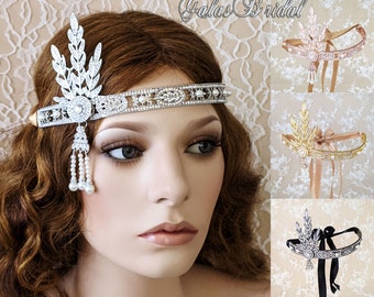 Great Gatsby Headpiese 1920s Flapper Headband 1920s Headpiece Bridal Crown Jewelry Headpiece Tiara Art Deco