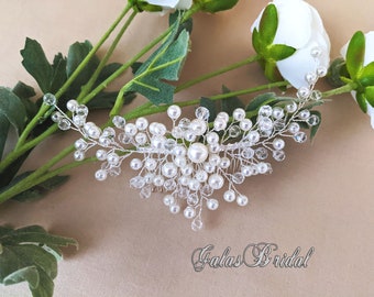 Bridal Comb Artificial Pearl and Crystal Beads Comb for Wedding Crystal Hair Comb Made in USA