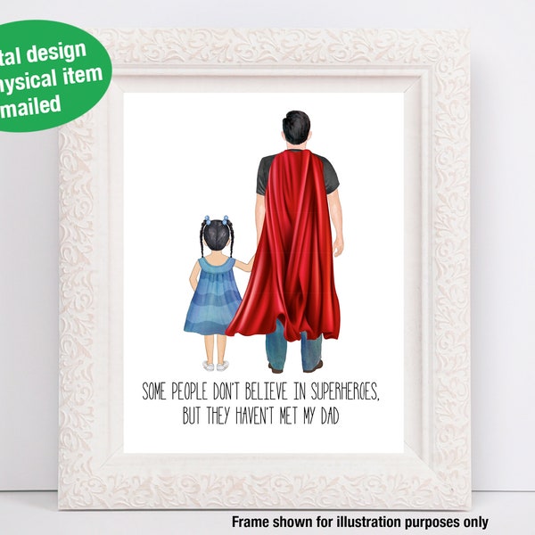 Custom art for Father's Day, Dad, digital artwork, Superhero, Card