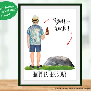 Cadeau de fête des pères, You Rock, Portrait numérique, Carte, Affiche, Art mural, idéal pour beau-père, Papa bonus, Mentor