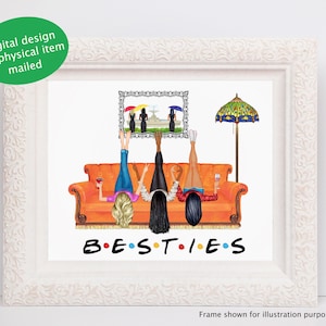 Friends on Couch, Best Friends on Sofa, Besties, Friends design, retrato digital, recuerdo personalizado, tarjeta o póster de bricolaje, JPEG, PDF