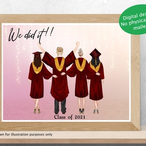 Gepersonaliseerde groepsafstuderen digitaal portret, senioren, klas van 2025, kaart, kunst aan de muur, afstudeercadeau