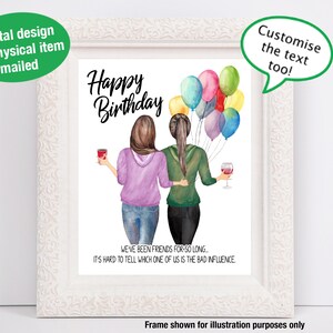 Arte personalizada para aniversário, arte digital, presente de aniversário, melhor amigo de aniversário, cartão