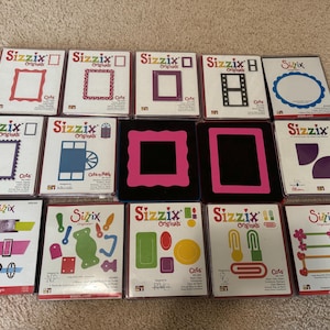 Gentry Used! Sizzix Large die Group1/Frame Jelly/Scallop/Rectangle/Filmstrip/Scallop Oval/Zig Zag/Window Frame/Bookplate/Clips/Hinges,Handle