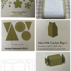 Used! Stampin'Up! Sizzix /Flower Frenzy Die/Blossom Box Die/Perfect Pennants Die/Mini Milk Carton Die/Candy Wrapper Die/French Fry Box Die